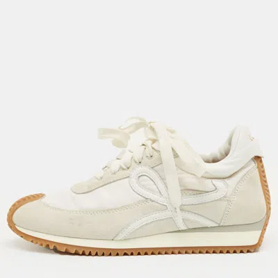 Pre-owned Loewe White Nylon And Suede Flow Low Top Sneakers Size 35