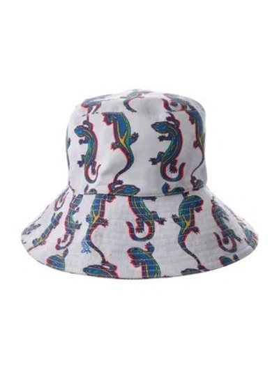 Pre-owned Loewe White Pattern Print   Bucket Hat W/tags. Designer Size 59.