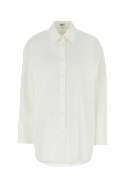 Loewe White Poplin Oversize Shirt In Neutral