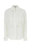 Loewe Pleated Front Long Sleeve Shirt With Pointed Collar In White