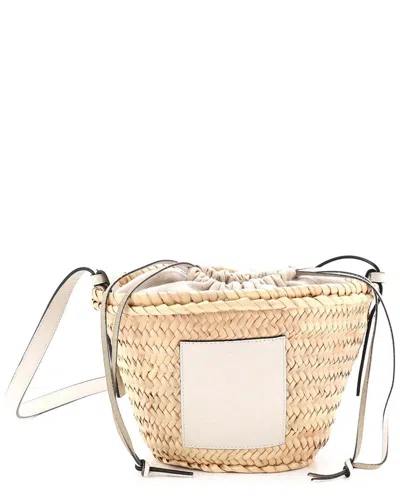 Loewe White Raffia X Paula Ibiza Drawstring Crossbody Basket Bag Small  (authentic Pre-loved) In Neutral