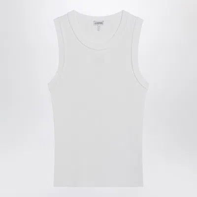 Loewe White Ribbed Viscose-blend Tank Top Women