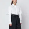 Loewe White Shirt With Double-layer Cuffed Sleeves In Metallic