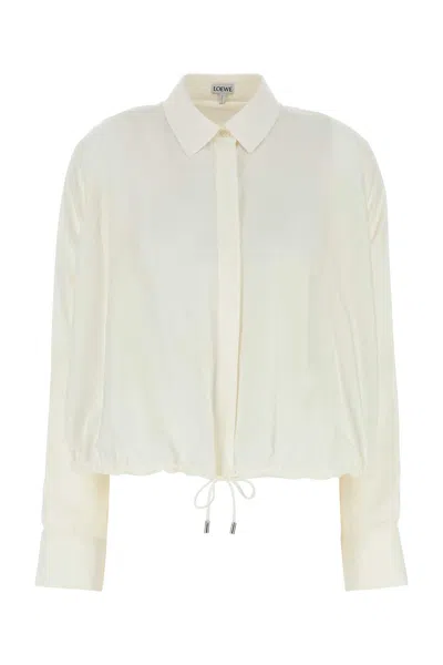 Loewe White Balloon-sleeve Silk Shirt In Neutral