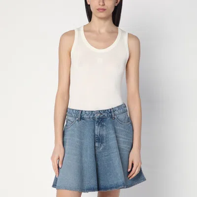 Loewe White Silk Tank Top With Anagram Logo