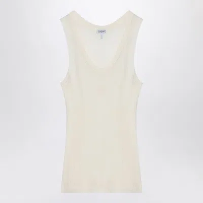 Loewe White Silk Tank Top With Anagram Logo Women