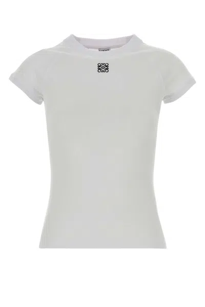 Loewe White Stretch Cotton Blend T-shirt In Gray