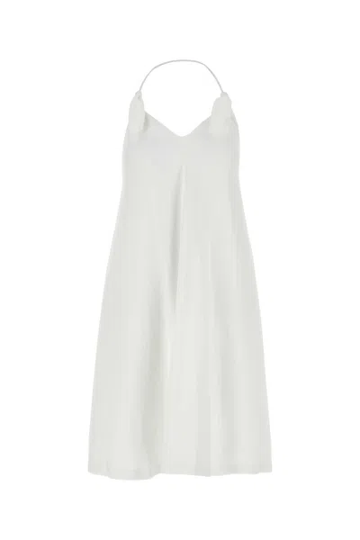 Loewe White Stretch Crepe Flamenco Dress