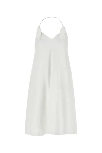 Loewe White Stretch Crepe Flamenco Dress