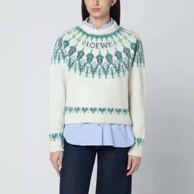 LOEWE LOEWE | WHITE SWEATER WITH FAIR ISLE PATTERN
