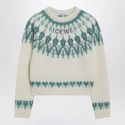 Loewe White Sweater With Fair Isle Pattern Women