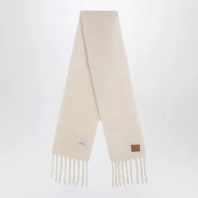 Loewe White Wool And Mohair Scarf Women In Silver