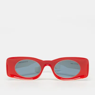 Pre-owned Loewe White/red Lw40033i Frame Rectangle Sunglasses