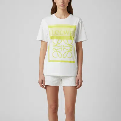Pre-owned Loewe White/yellow Anagram Print Jersey Crew Neck T-shirt Xl