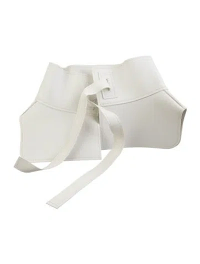Pre-owned Loewe Wide Calfskin Waist Belt In White