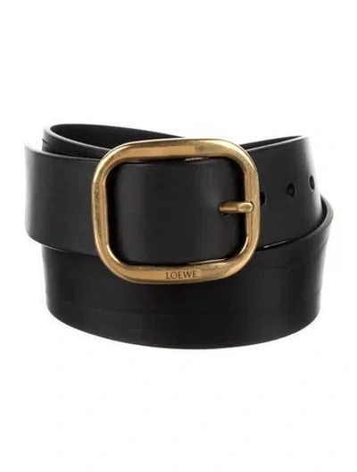 Pre-owned Loewe Wide Leather Belt In Black