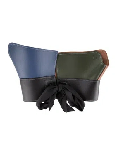 Pre-owned Loewe Wide Leather Waist Belt In Black