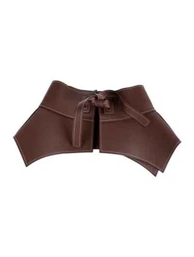 Pre-owned Loewe Wide Leather Waist Belt In Brown
