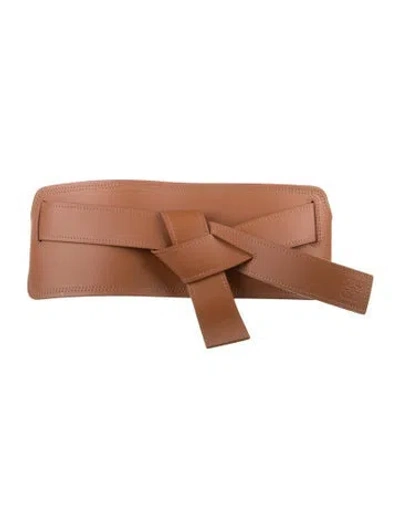 Pre-owned Loewe Wide Leather Waist Belt In Brown