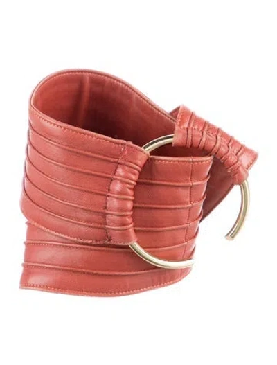 Pre-owned Loewe Wide Leather Waist Belt In Red