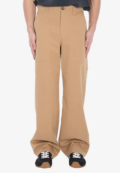 Loewe Wide-leg Cargo Pants In Sand