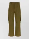 Loewe Wide Leg Cargo Trousers With Button Detailing In Green