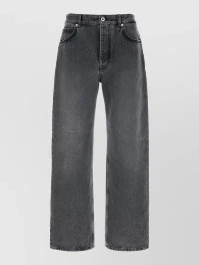Loewe Wide Leg Denim Jeans Belt Loops Pockets In Black
