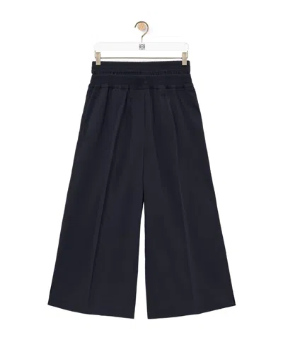 Loewe Wide-leg Logo Embroidered Casual Pants In Black