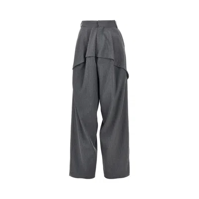 Loewe Wide Leg Panneled Wool Pants In Multi