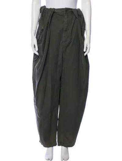 Pre-owned Loewe Wide Leg Pants In Green