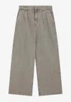 Loewe Pleated Sand-coloured Denim Pants Men In Sand
