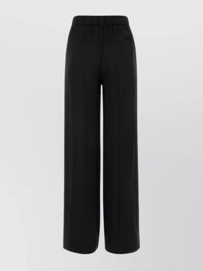 Loewe Wide Leg Silk Satin Trousers In Black
