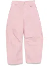 Loewe Barrel Pleated Wide-leg Ankle Trousers In 粉色