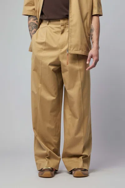 Loewe Camel Cotton Wide-leg Pants In Brown