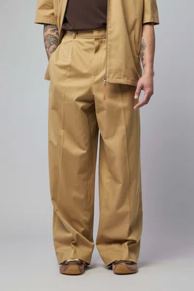 Loewe Wide-leg Cotton Trousers In Nude