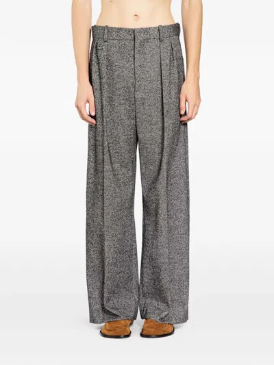 Loewe Wide-leg Twill Trousers In Gray