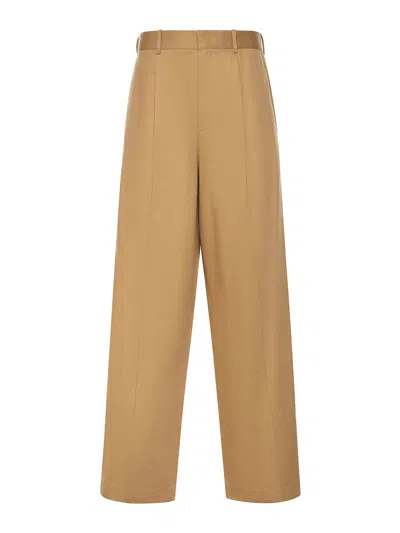 Loewe Wide-leg Cotton Trousers In Neutral