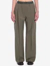 Loewe High-rise Wool Wide-leg Pants In Green