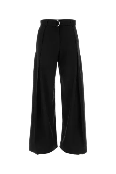 Loewe Wide-leg Wool Trousers In Black
