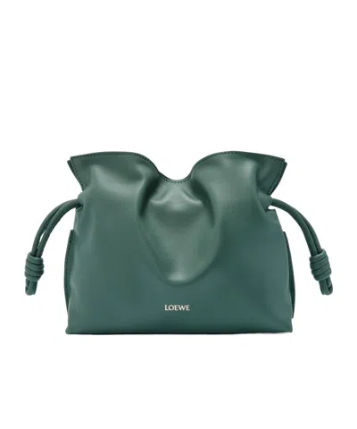 Loewe Womens  Flamenco Medium Leather Shoulder Bag In Green