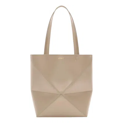 Loewe (wmns)  Medium Puzzle Fold Tote 'sand' In Neutral