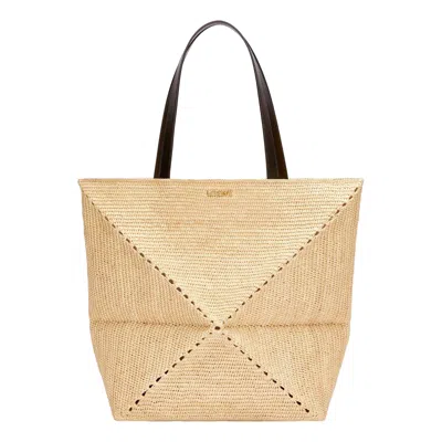 Loewe (wmns)  Xl Puzzle Fold Tote 'natural Black' In Neutral