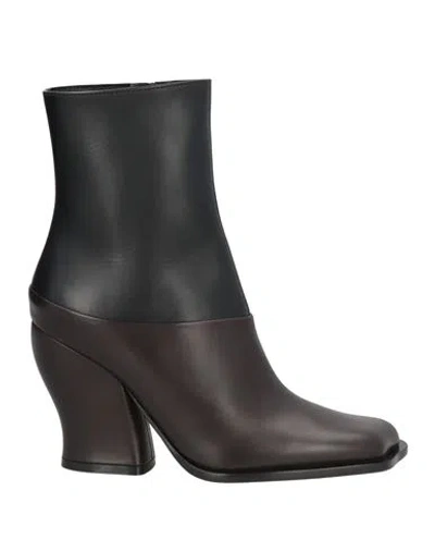 LOEWE LOEWE WOMAN ANKLE BOOTS DARK BROWN SIZE 8 LEATHER