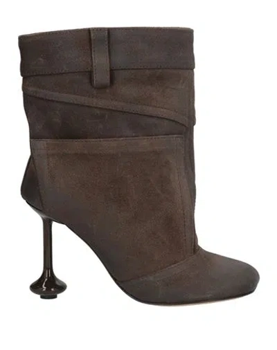 Loewe Woman Ankle Boots Dark Brown Size 8 Leather