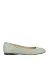 Loewe Womens Pistachio Toy Rhinestone-embellished Suede Ballet Flats