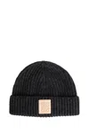Loewe Logo Patch Cashmere Beanie In Gray