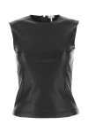 LOEWE LOEWE WOMAN BLACK LEATHER AND FABRIC TOP