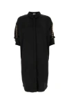 LOEWE LOEWE WOMAN BLACK SATIN SHIRT DRESS