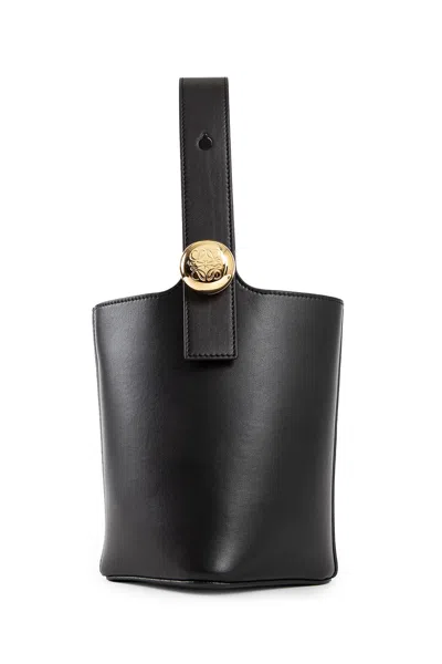 Loewe Mini Pebble Leather Bucket Bag In Black