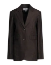 Loewe Woman Blazer Dark Brown Size 8 Linen